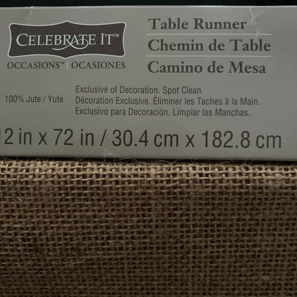 BNWOT TABLE RUNNER 100% JUTE WITH LACE  12X72 INCHES - Picture 3 of 3